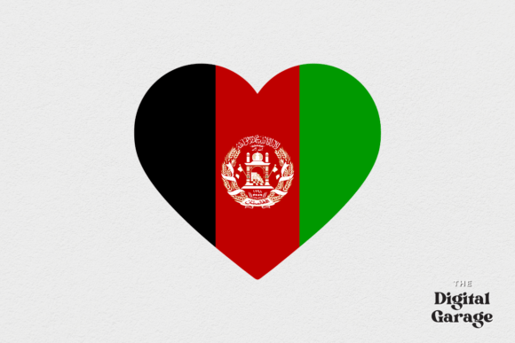 Afghanistan Heart Flag Embroidery Design