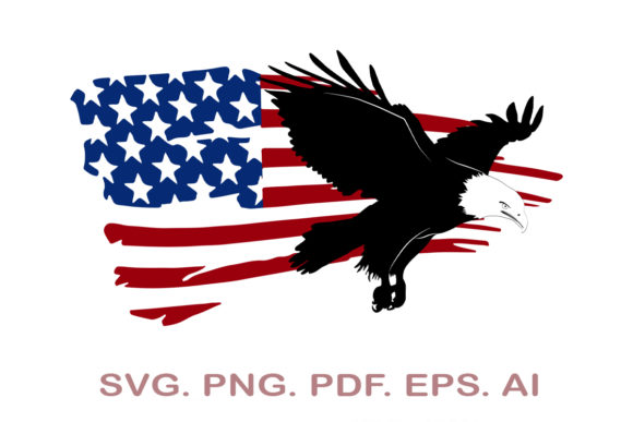 American Eagle with Distressed Flag Graphics for Crafts