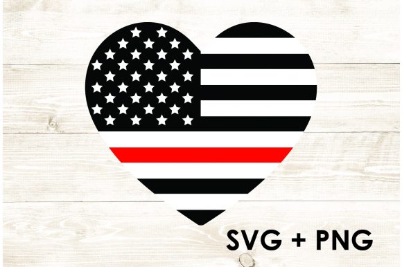 American Flag Heart – Red Line Graphics for Crafts