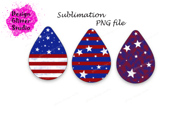 American Flag Teardrop Earrings PNG for Crafts and Graphics