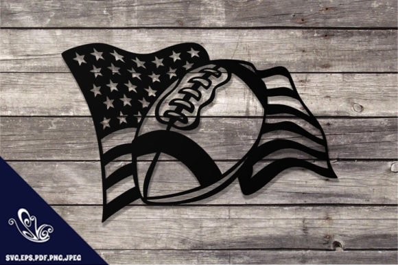 American Football Ball Flag SVG DXF for Crafts & Graphics