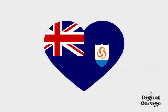 Anguilla Heart Flag Graphics for Crafts