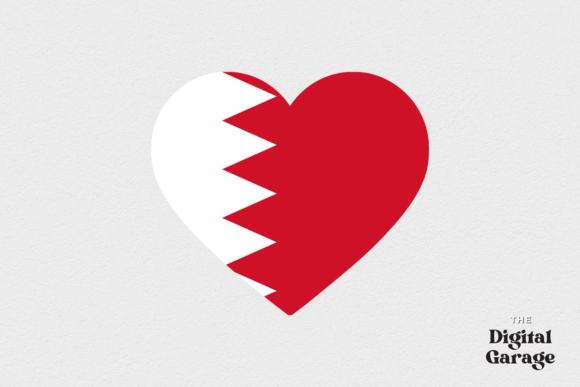 Bahrain Heart Flag Graphics for Crafts and Web Design