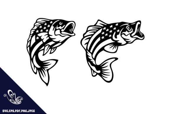 Bass Fish USA Flag SVG DXF Designs: Graphics for Crafts & Local Branding