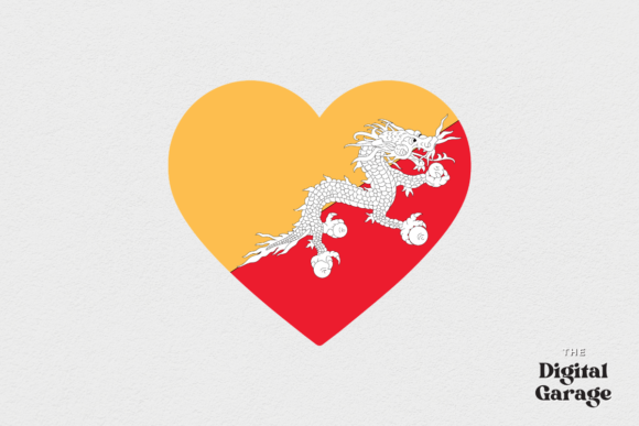 Bhutan Heart Flag, SVG PNG