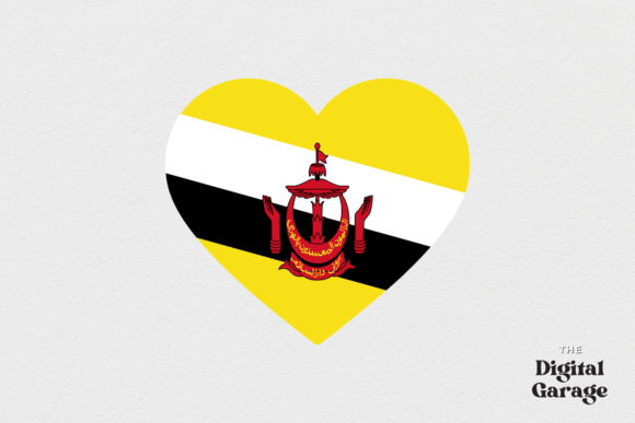 Brunei Heart Flag Graphics for Crafts and Branding