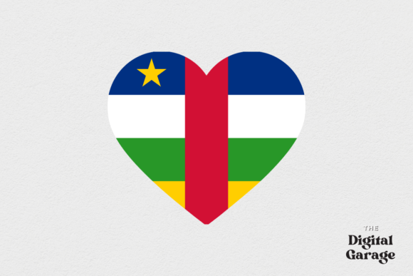 Central African Rep Heart Flag Graphics for Crafts