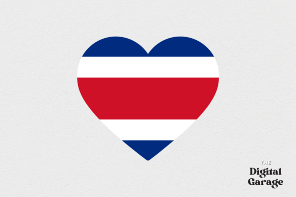 Costa Rica Heart Flag Graphics for Crafts and Branding