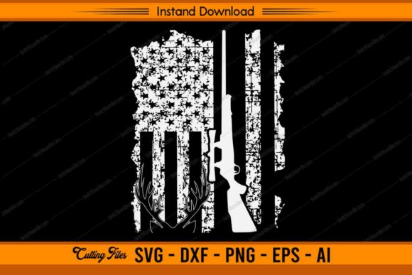 Deer Hunting Distressed American Flag Graphics