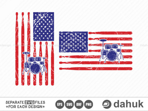 Distressed Drummer USA Flag Graphics for Crafts