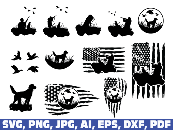 Duck Hunting Usa Flag Graphics for Crafts