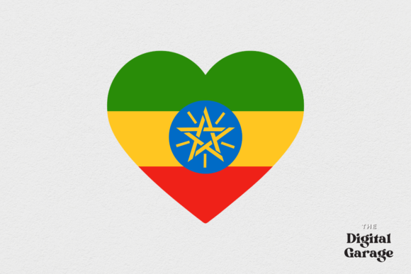 Ethiopia Heart Flag: Graphics for Crafts