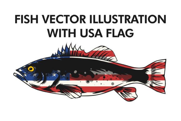 Fish Vector Illustration With USA Flag Graphics
