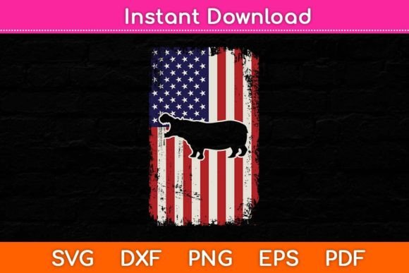 Flag Hippo Graphic for Crafts and Branding