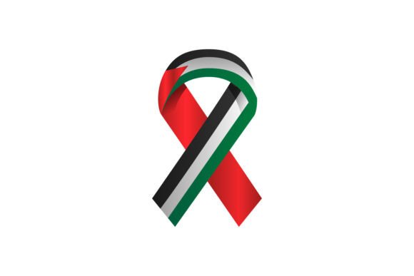 Flag Palestine on Stripe Ribbon