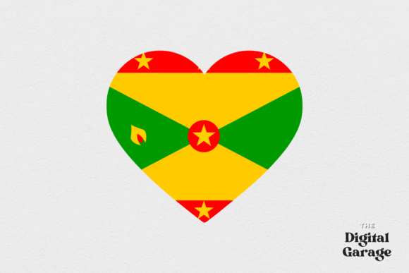 Grenada Heart Flag Graphic for Crafts