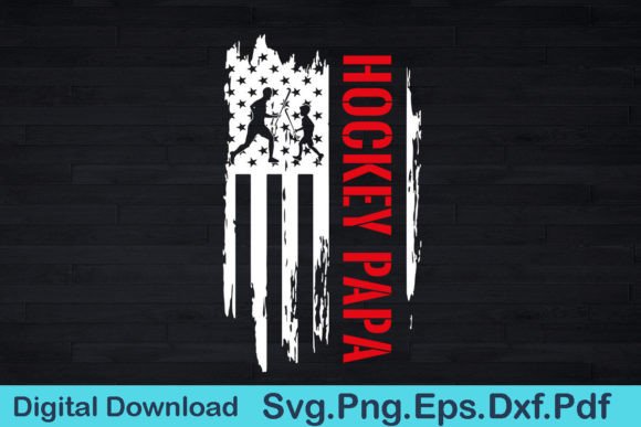 Hockey Papa American Flag Graphics for Crafts