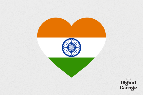 India Heart Flag Graphic for Crafts and Branding