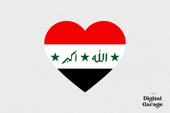 Iraq Heart Flag Graphics for Crafts and Branding
