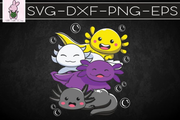 Kawaii Axolotl Pile Nonbinary Flag Graphics for Crafts