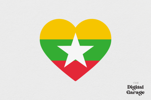 Myanmar Heart Flag Graphics for Crafts