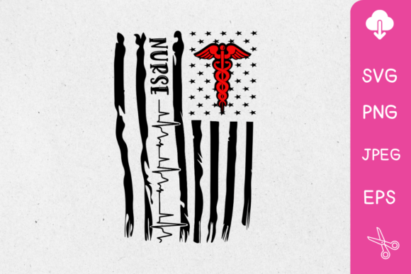 Nurse Heartbeat USA Flag: Graphics & Crafts for Local Branding