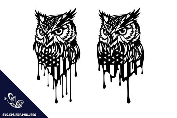 Patriotic Owl USA Flag SVG Graphics for Crafts