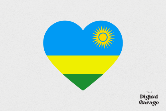 Rwanda Heart Flag Graphics for Crafts & Marketing