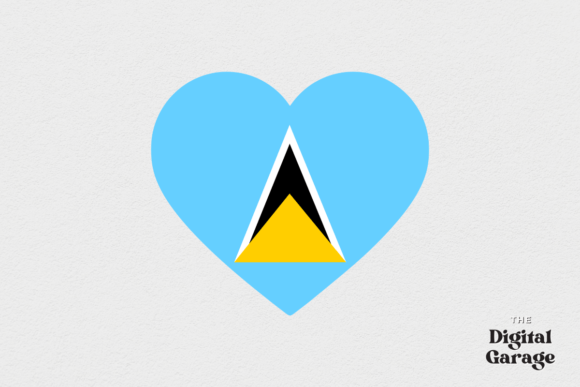 Saint Lucia Heart Flag Graphics for Crafts