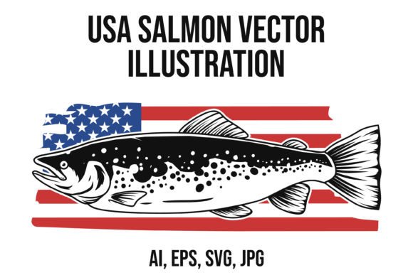 Salmon with USA Flag Graphics for Local Business Branding