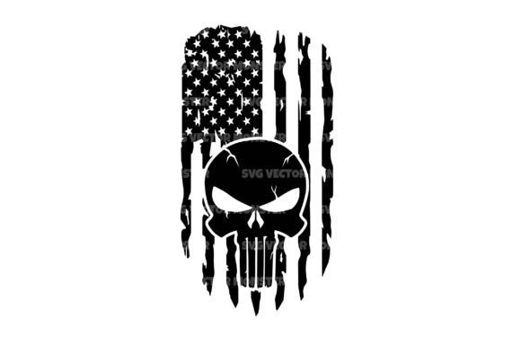 Skull American Distressed Flag Graphics for Crafts