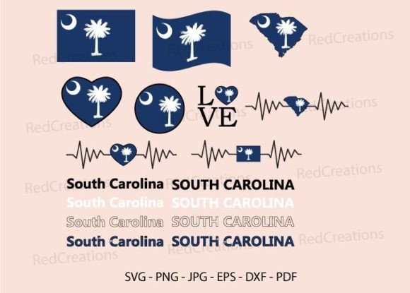 South Carolina Flag Bundle SVG: Graphics for Crafts & Branding