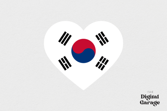 South Korea Heart Flag Graphics for Crafts