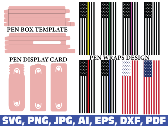 Thin Red Blue Yellow Green Flag Pen Graphics for Crafts