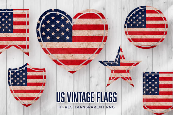US Flag Vintage Sublimation Shapes: Graphics for Crafts