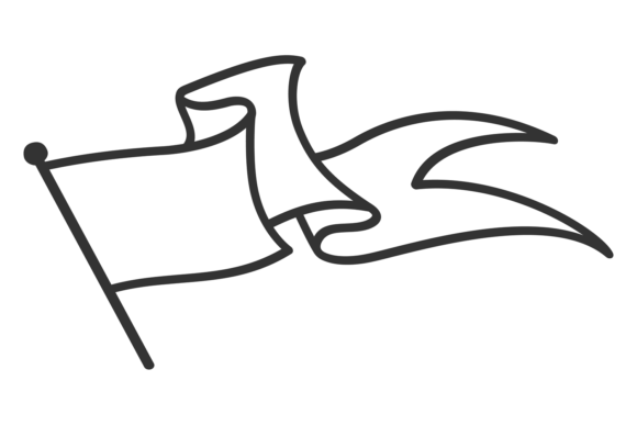 Waving Flag Banner Line Icon for Graphics and Crafts