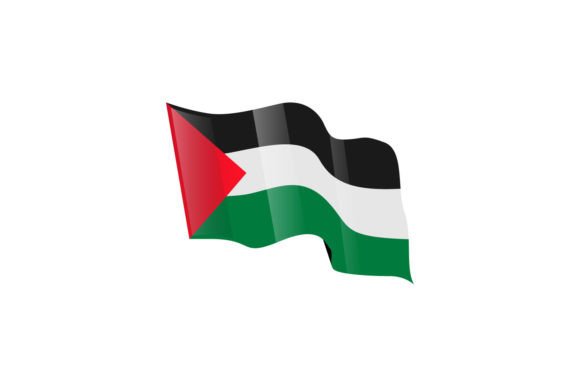 Waving Palestine Flag Illustration Icon: Graphics for Crafts & Creative Projects
