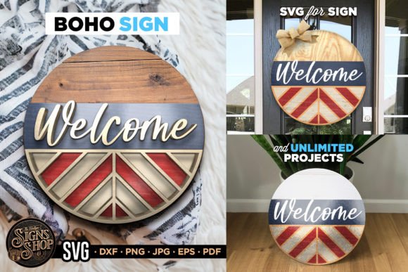 Welcome Flag SVG BOHO Geometric Sign — Graphics & Crafts