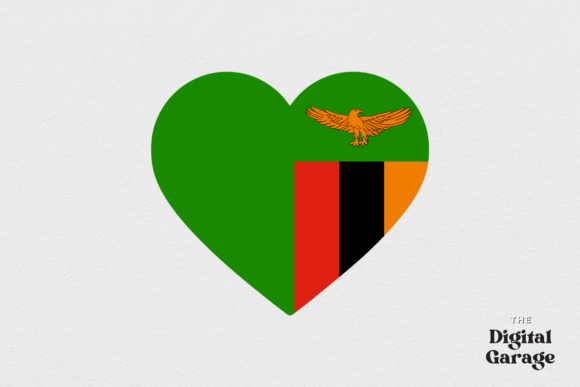 Zambia Heart Flag Graphics for Crafts